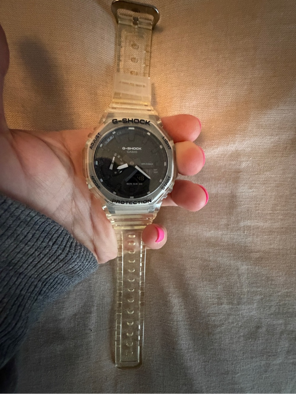 G-Shock Clear Transparent Resin Watch with Black Dial